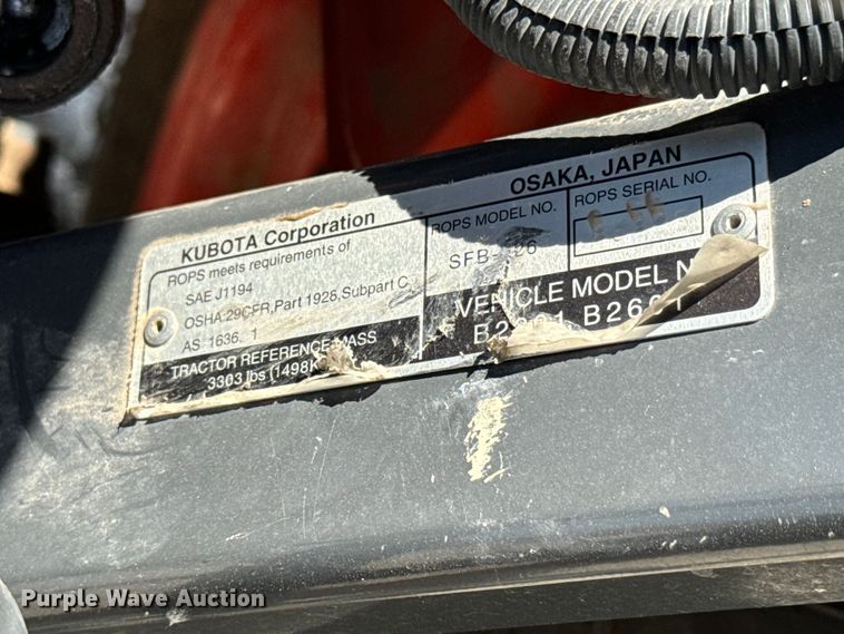 image for item DS7501 2021 Kubota  B2601HSD MFWD tractor