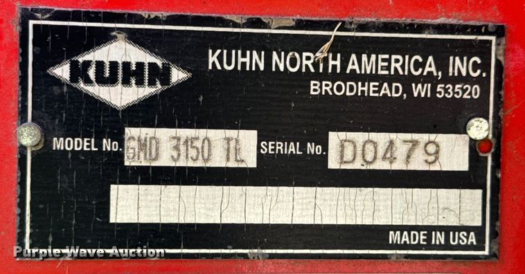 image for item DX0818 Kuhn 3150 TL disc mower