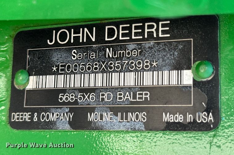 image for item DX0842 2009 John Deere 568 Mega Wide Plus round baler