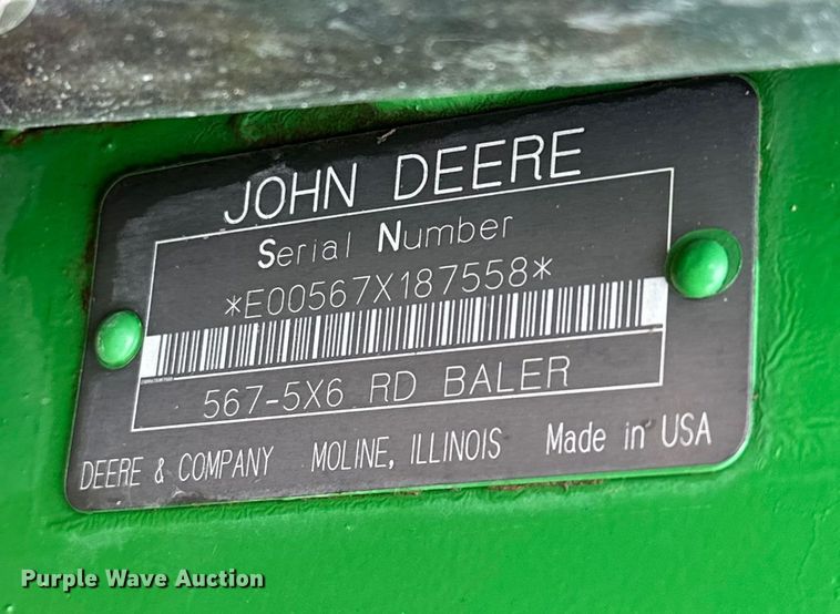 image for item EJ4416 John Deere  567 round baler