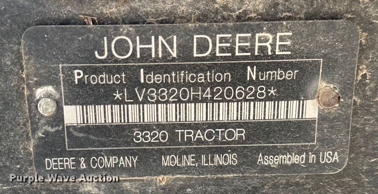 image for item EJ7012 2008 John Deere 3320 MFWD tractor