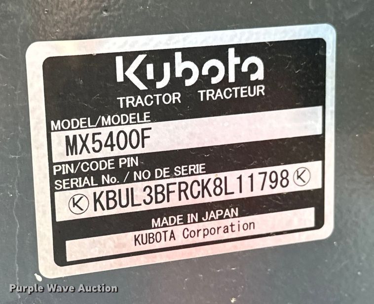 image for item NL9997 2021 Kubota MX5400F tractor