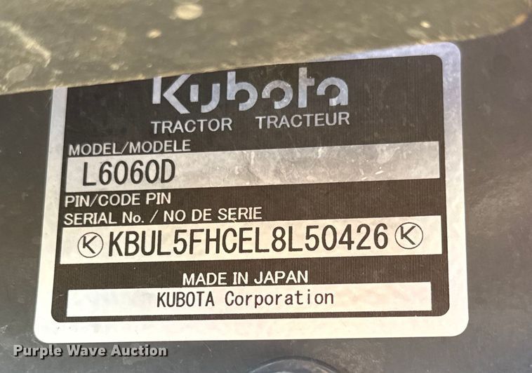 image for item NL9998 2021 Kubota  L6060D MFWD tractor 