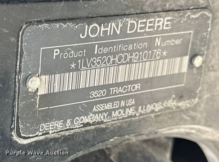 image for item OF9700 2013 John Deere 3520 MFWD tractor