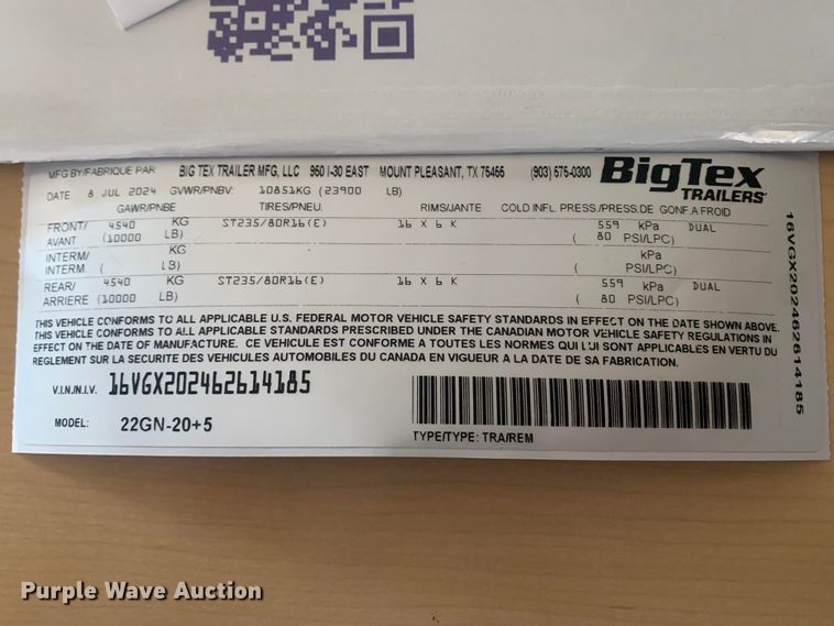 image for item DG4436 2006 Big Tex equipment trailer