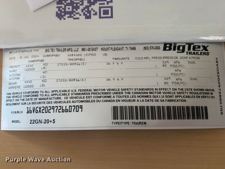 image for item DG4439 2007 Big Tex equipment trailer