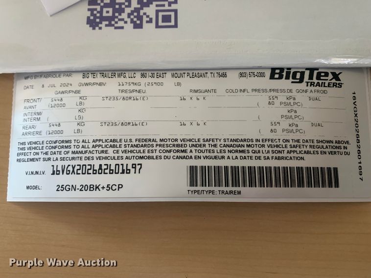 image for item DG4441 2008 Big Tex equipment trailer