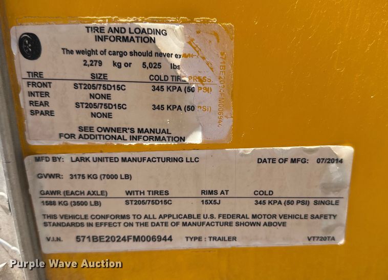 image for item DK6688 2015 Lark enclosed cargo trailer