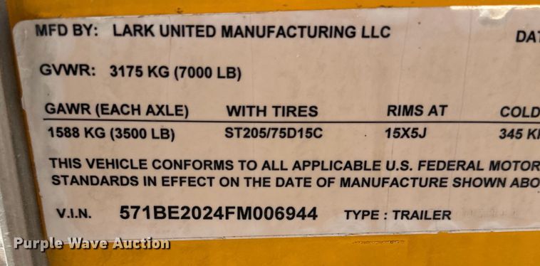 image for item DK6688 2015 Lark enclosed cargo trailer