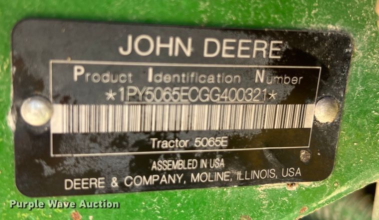 image for item DO2419 2016 John Deere 5065E MFWD tractor