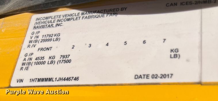 image for item DO2429 2018 International  DuraStar 4300 flatbed truck with crane