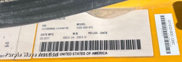 image for item DO2429 2018 International  DuraStar 4300 flatbed truck with crane