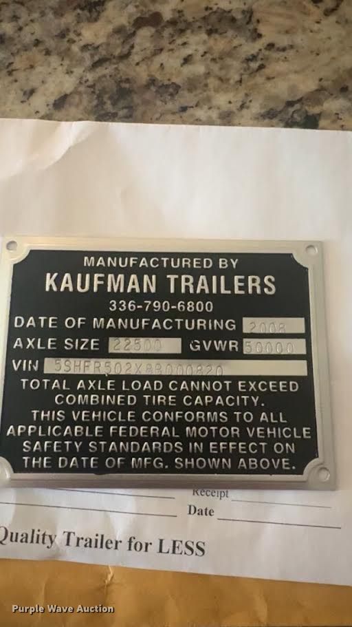 image for item LU9966 2008 Kaufman  drop deck equipment trailer
