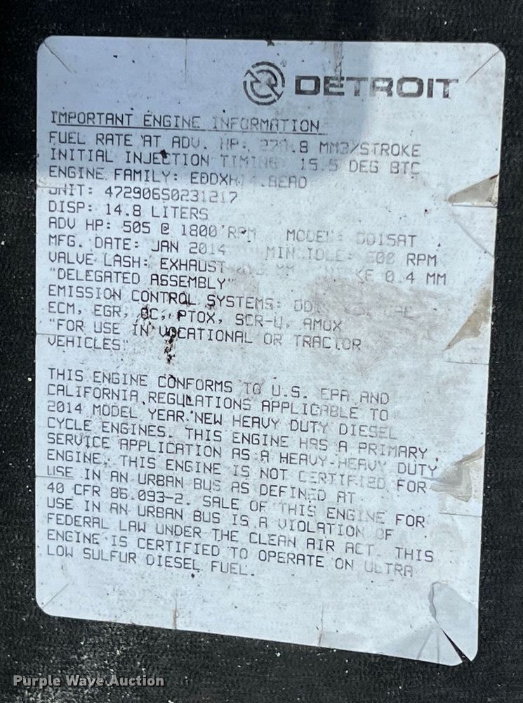 image for item DO2475 2015 Freightliner  Cascadia  semi truck