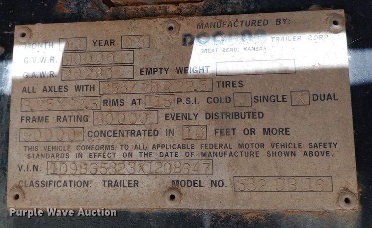 image for item DP1049 1999 Doonan  drop deck trailer