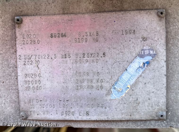 image for item DP8398 1994 Featherlite  1020 drop deck trailer