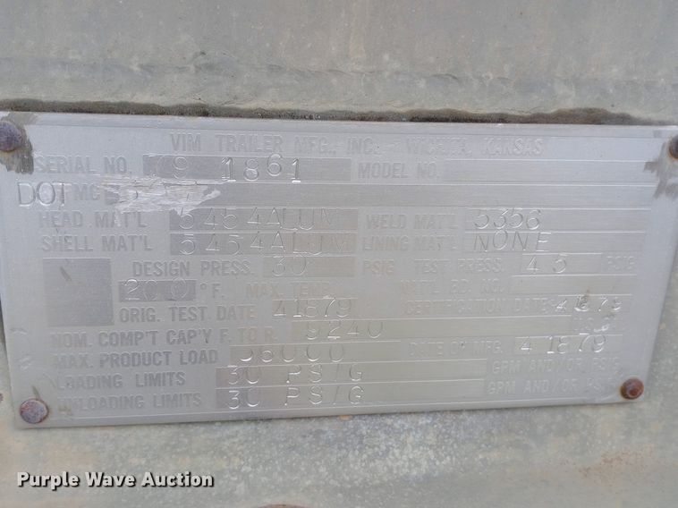 image for item DQ7210 1979 VIM tank trailer