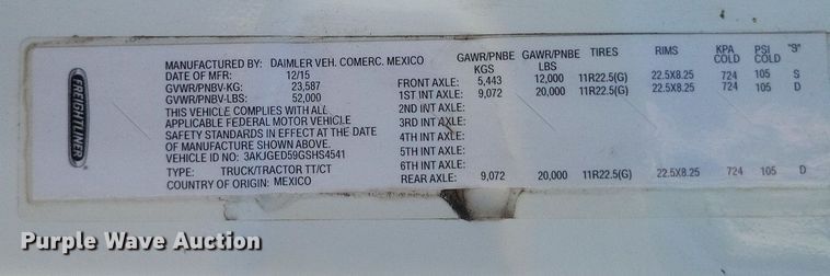 image for item DR4850 2016 Freightliner  Cascadia 125 Evolution  semi truck