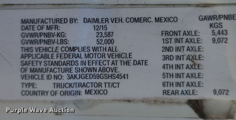 image for item DR4850 2016 Freightliner  Cascadia 125 Evolution  semi truck