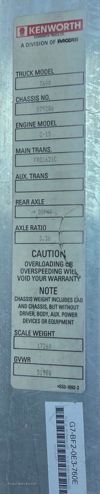 image for item EG0741 2005 Kenworth T600 semi truck