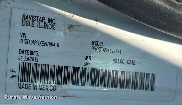 image for item EJ6895 2014 International ProStar Plus 122 semi truck