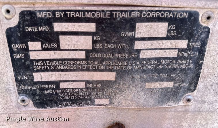 image for item EJ6998 1999 Trailmobile dry van trailer