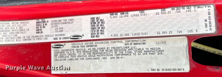 image for item EK4856 2006 Sterling  Acterra box truck