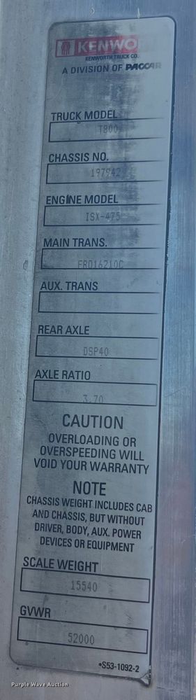 image for item EK8658 2007 Kenworth  T800 semi truck