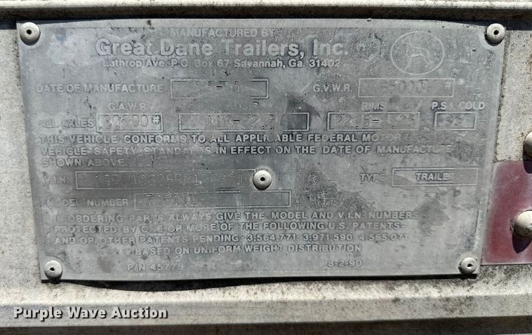 image for item NT9381 1994 Great Dane  dry van trailer