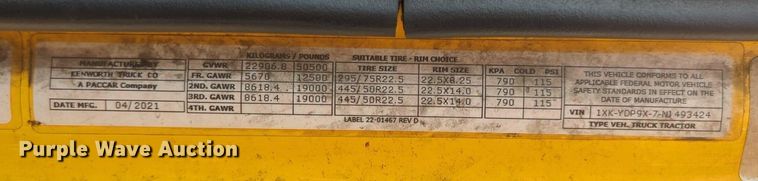 image for item NW9514 2022 Kenworth T680 semi truck