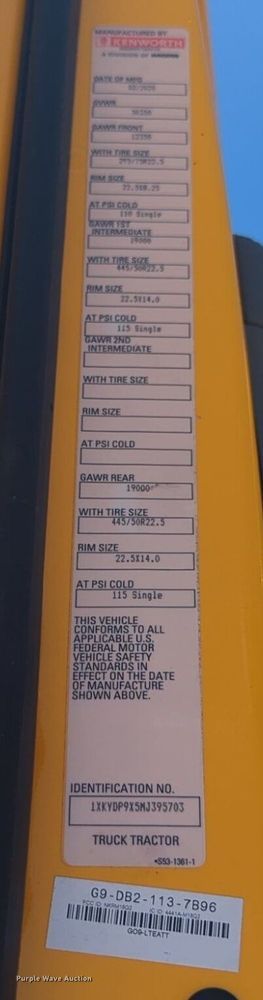 image for item NW9516 2021 Kenworth  T680 semi truck