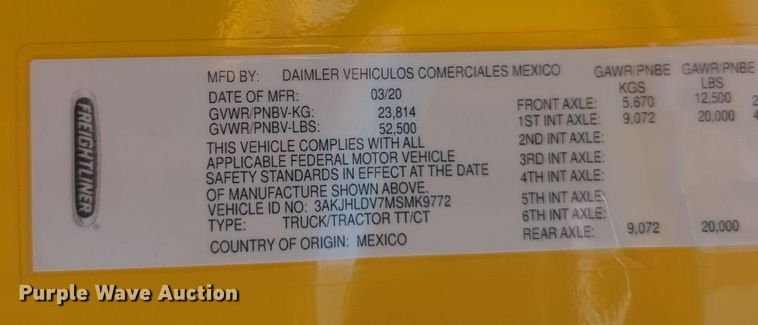 image for item NW9530 2021 Freightliner Cascadia 126 semi truck