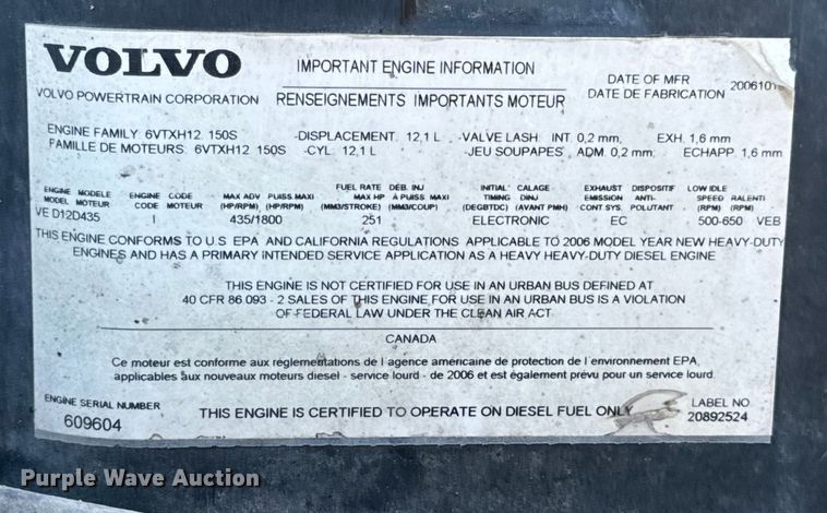 image for item OF9709 2007 Volvo VN semi truck