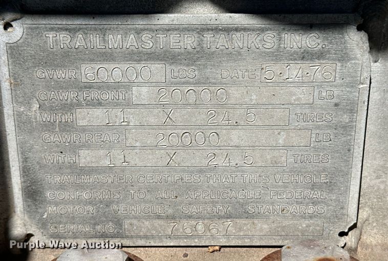 image for item OL9685 1976 Trailmaster tank trailer