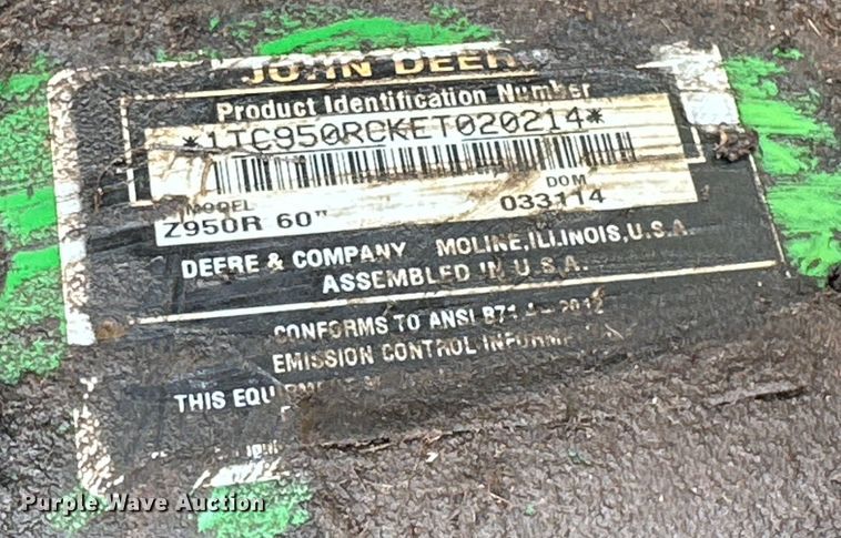 image for item DK6521 2014 John Deere Z950R ZTR lawn mower