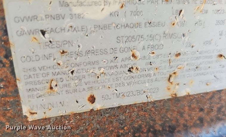 image for item DP6523 2018 Hull Porter Trailers utility trailer