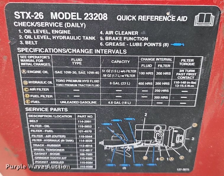 image for item DP6564 Toro 23208 STX-26 stump grinder