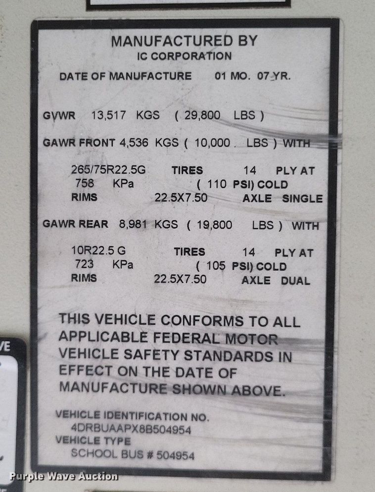 image for item DR4873 2008 International  CE300 school bus