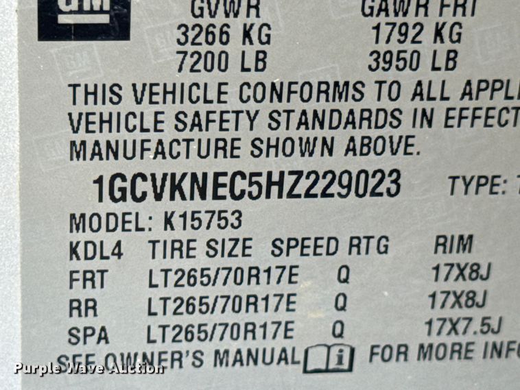 image for item DX0872 2017 Chevrolet Silverado 1500 Double Cab pickup truck