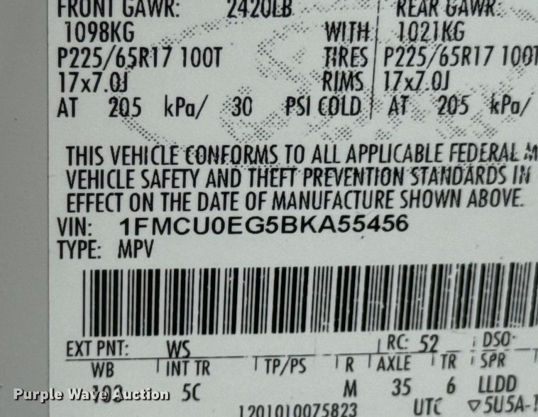 image for item DX0873 2011 Ford Escape Limited SUV