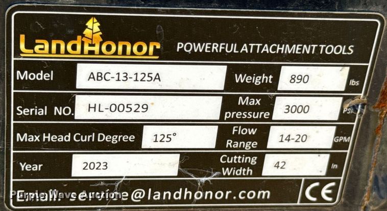 image for item DX0884 2023 LandHonor ABC-13-125A skid steer articulating brush mower