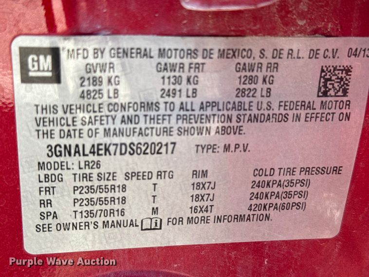 image for item DX3456 2013 Chevrolet Captiva LTZ SUV