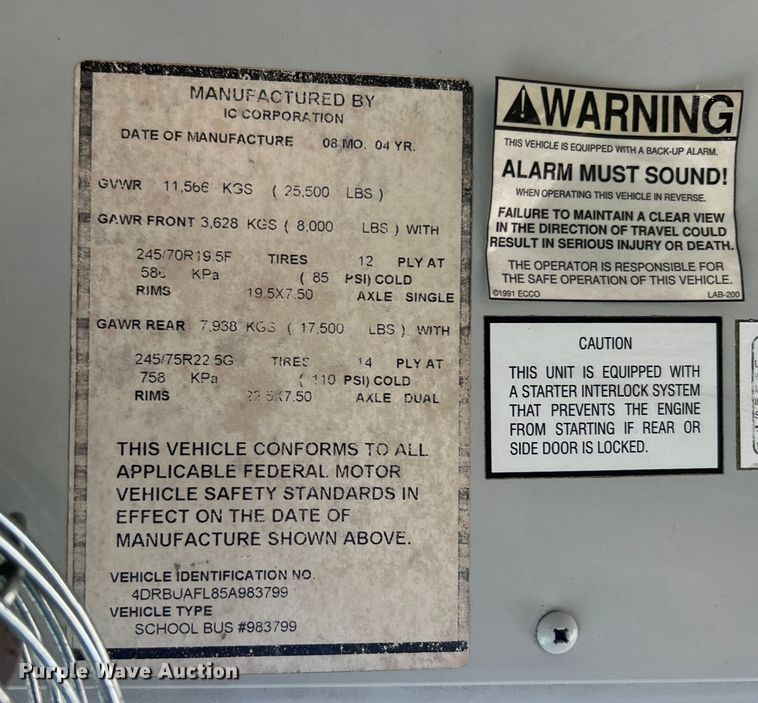 image for item EG0751 2005 IC Corp. CE 200 school bus