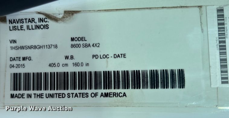 image for item EG0773 2016 International  8600 toter truck