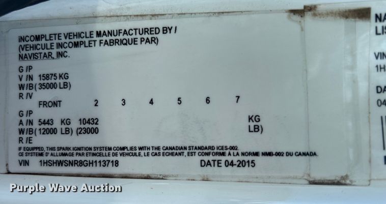 image for item EG0773 2016 International  8600 toter truck