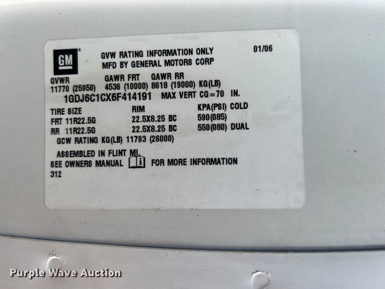 image for item EG0774 2006 GMC C6500 box truck