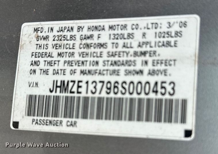 image for item EH3985 2006 Honda Insight 