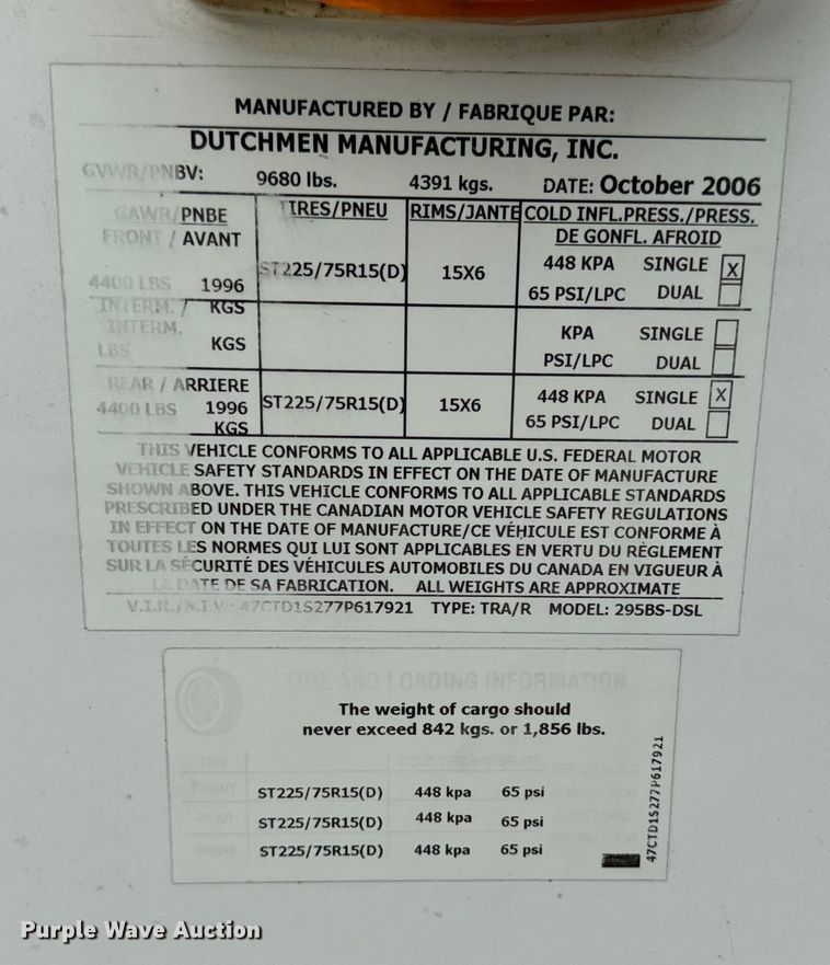 image for item EH4335 2007 Dutchman Denali camper