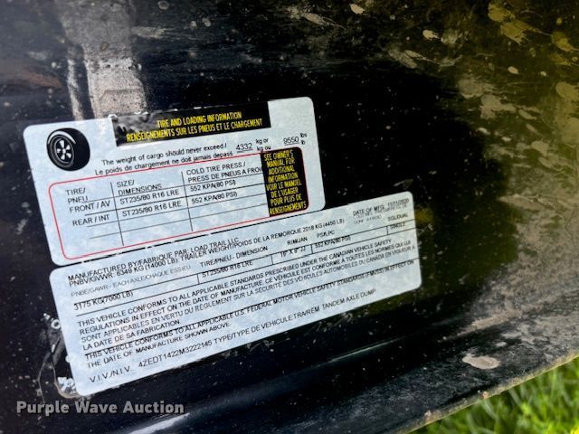 image for item EI3951 2021 Load Trail dump trailer