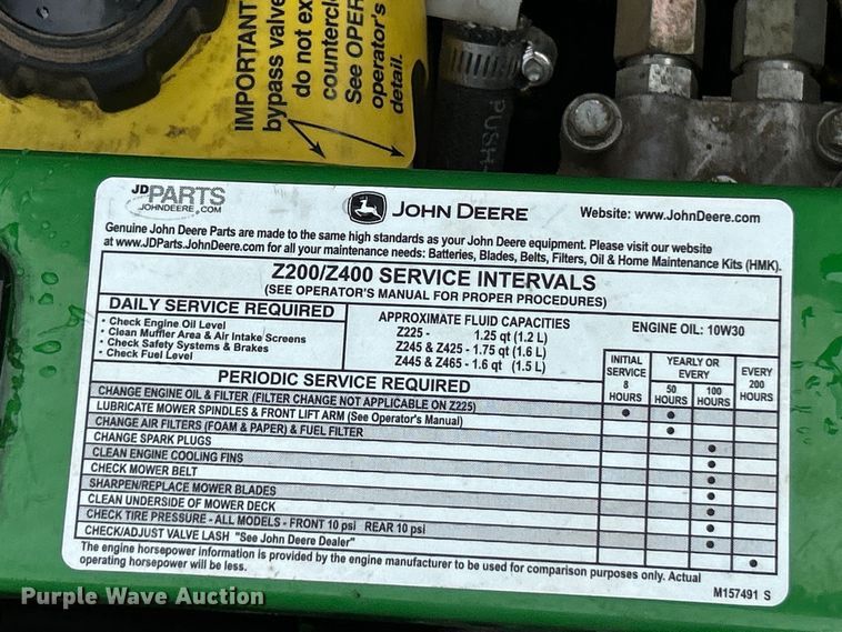 image for item EK4899 2009 John Deere  Z425 ZTR lawn mower